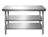 Table de travail en acier inoxydable pour cuisine industrielle, design à 3 niveaux, panneau anti-éclaboussures, revêtement auto-nettoyant, résistant à la corrosion