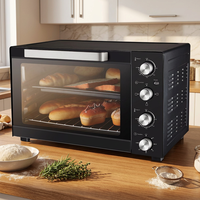 Oven Pemanggang Listrik Ekstra Besar 60L, Oven Dapur Mekanis untuk Meja Dapur, Bahan Stainless Steel untuk Memanggang, Menggoreng, dan BBQ