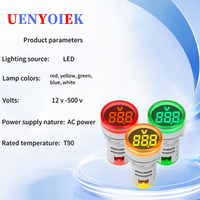Monitor de Voltaje Digital de 3 Piezas, 60-500V, 110v, 220v, Voltímetro, Detector de Voltaje, Panel con Indicador Luminoso Verde, Rojo y Amarillo