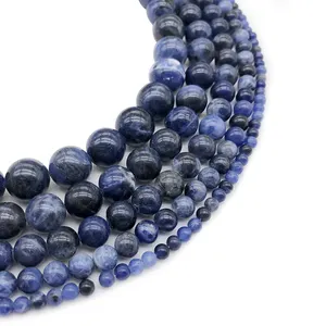 Perles de sodalite rondes de 4mm, noms de pierres précieuses