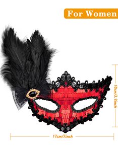 Bán Buôn 2025 Hot Bán Thời Trang Đảng Giáng Sinh Lễ Hội Vài Màu Đen Mặt Nạ Bên Màu Đỏ Với Lông Trang Trí Đám Cưới Nguồn Cung Cấp - Product Image 2
