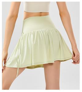 กางเกงกีฬาขาสั้นตาข่ายเอวสูงสีแดงสำหรับผู้หญิงกางเกงวิ่งฟิตเนสโยคะฟิตเนสแห้งเร็วป้องกันแสงสะท้อน - Product Image 4