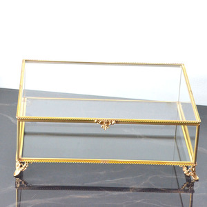 Gold Metal Packaging Storage Organizer Luxury Glass Women <strong>Girls</strong> Small Luxury <strong>Jewellery</strong> Gift <strong>Box</strong> - Product Image 4
