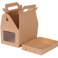 Caja de venta al por menor de papel Kraft, ventana transparente de embalaje para comida para llevar, almuerzo, pollo frito, patatas fritas, otros alimentos, tipo de carpeta