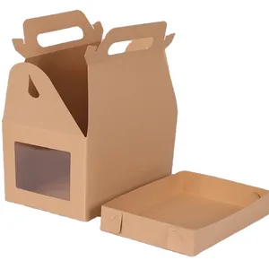 Kotak Makan Siang Kertas Ayam Goreng, Kemasan Kotak Makanan Wadah Makanan Ritel dengan Jendela Transparan