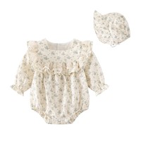 Combinaison en coton pour bébé fille nouveau-né Printemps 2024 Triangle Climb Climbing Clothing