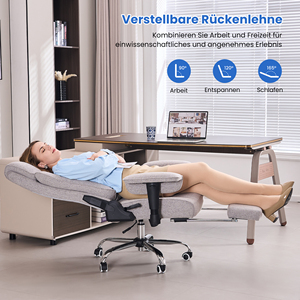 Chaises de <span class=keywords><strong>bureau</strong></span> ergonomiques confortables en tissu, réglables et inclinables, de grande taille, de couleur grise, pour adultes, avec roulettes - Product Image 4