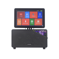 Máquina de Karaoke con Pantalla LCD de 14 Pulgadas, Doble Amplificador de 30W y 2 Micrófonos Inalámbricos para Cine en Casa, Fiestas al Aire Libre y Altavoz