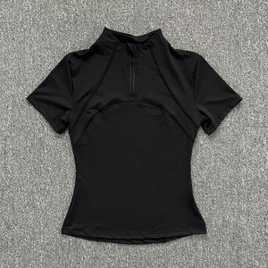 JK3639 vestes de gym zippées confortables <span class=keywords><strong>et</strong></span> souples avec logo personnalisé pour femmes pour le sport, manches courtes <span class=keywords><strong>et</strong></span> haut de yoga serré pour la course à pied - Product Image 5