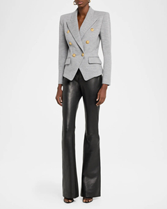 <span class=keywords><strong>Blazer</strong></span> da Donna in Misto Lana Grigio Personalizzato, Doppiopetto <span class=keywords><strong>con</strong></span> <span class=keywords><strong>Bottoni</strong></span> Dorati, Vestibilità Slim, Elegante Giacca da Ufficio, Servizio OEM/ODM - Product Image 3