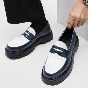 Zapatos de Vestir Personalizados de Microfibra para Hombre, Tallas 38-44, Plataforma Gruesa, Plantilla de PU, Punta Cerrada, Color en Contraste, Mocasines Casuales de Verano y Otoño - Product Image 5