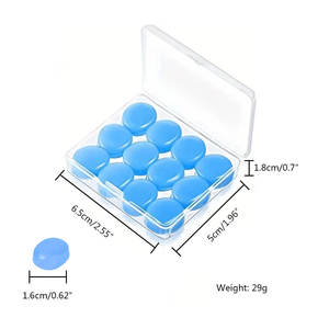 Pacote com 12 Protetores Auriculares de Silicone Azul à Prova d'Água para Crianças, Caixa Quadrada, Protetores Auriculares para Dormir e Nadar, Anti-Ruído - Product Image 4