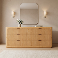 Ensemble de meubles contemporains FERLY pour la maison, commode à 6 tiroirs en bois massif moderne, armoire de rangement robuste pour la chambre à coucher