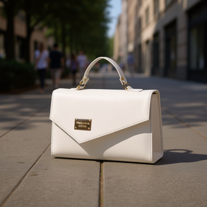 Sac bandoulière Fana en cuir véritable blanc à motif géométrique avec fermeture magnétique pour femme, usage quotidien - Product Image 2