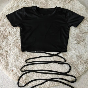 <span class=keywords><strong>Blusa</strong></span> Corta Sexy con Aberturas, Ropa <span class=keywords><strong>de</strong></span> Manga Corta para Mujer, Camiseta con <span class=keywords><strong>Tirantes</strong></span> Cruzados para Mujer - Product Image 2