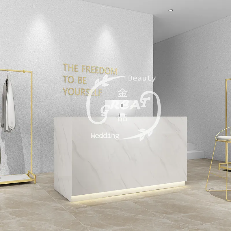 Great Foshan Factory Modern White Small Beauty Salon Front Desk For Reception