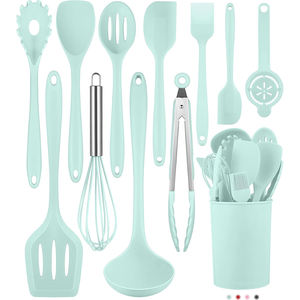 Wholesale Wholesale 12 Pcs Kitchen Cooking Utensil Set Holder Baking Gadget Nonstick <b>Silicone</b> <b>Spatula</b> Kitchenware With Wood - Product Image 1