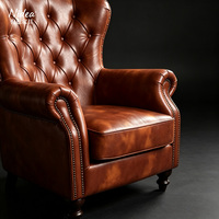 Fauteuil Club Whisky Cigar Lounge en Cuir PU Fait Main, Chaise à Dossier Haut Durable pour la Maison, le Bar, l'Hôtel, le Bureau