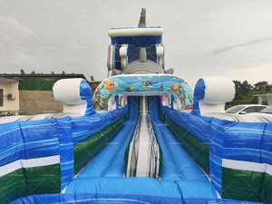30 ft cao 2-Lane cá mập trượt nước unisex Inflatable Dual Lane SLIDES cho sân chơi ngoài trời và các bên bao gồm quạt gió - Product Image 6