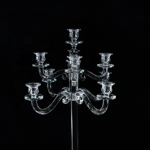 Nuevo candelabro de cristal de 5 brazos candelabros de mesa de boda modernos