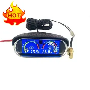 Sıcak satış 2-in-1 evrensel LCD dijital su sıcaklığı ve gerilim izle-bant sıcaklık sensörü 10mm 12V 24V otomobil kamyon için
