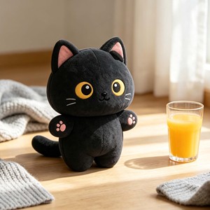 Peluche chaton noir mignon, jouet en peluche doux et moelleux, cadeau pour filles, jouet <span class=keywords><strong>chat</strong></span> noir en peluche - Product Image 4