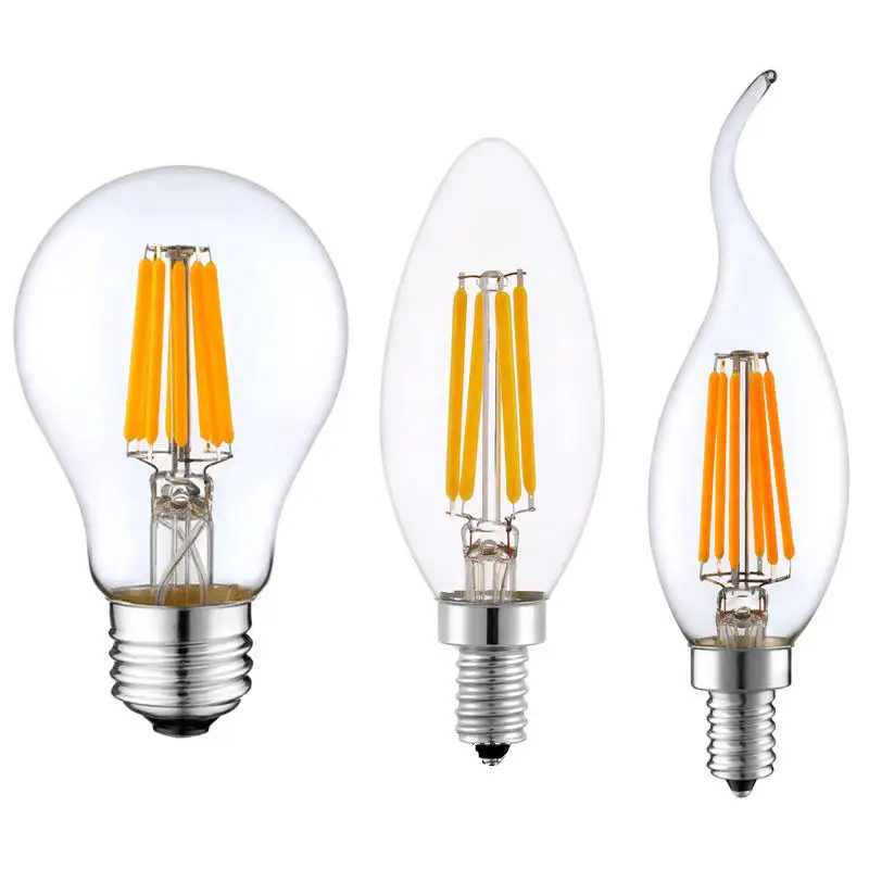 Jelas Amber C35 B22 E12 E14 E26 E27 Dasar Antik Edison Bola Lilin Dimmable Led Filamen Bola