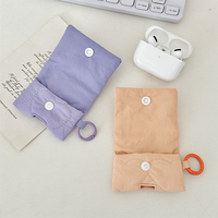 Tas penyimpan Earphone, tas penyimpan Headset nirkabel warna permen portabel, Gantungan Kunci lembut gaya Korea