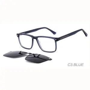 자기 편광 선글라스에 2 IN 1 클립 남성 광학 빈티지 아세테이트 안경 프레임 여성 브랜드 디자인 안경