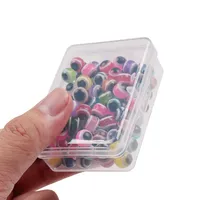 LUSHAZER 100 pcs/Box 3D Fish Eyes 5mm 6mm 8mm Perles de pêche en plastique Space Beans Accessoire pour la fabrication de leurres Bass Fishing in Lake