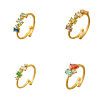 Bague en Acier Inoxydable 18 carats avec Zircon Coloré Vintage pour Femme, Réglable, Bijou Haut de Gamme, Luxe Léger, Vente en Gros