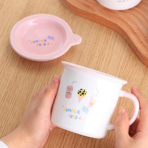 Taza de Cerámica Simple para <span class=keywords><strong>Desayuno</strong></span> con Plato, Imitación Esmalte, para Estudiantes, Hogar, Leche, Oficina, Café - Product Image 2