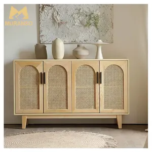 Wholesale Side Board Cabinet Living Room Cabinets Rattan Wood Antique Recycle Rustic Cabinet With Drawer