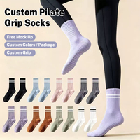 Chaussettes de yoga et de pilates personnalisées avec logo pour femmes, chaussettes de sport antidérapantes à rayures pour la gym