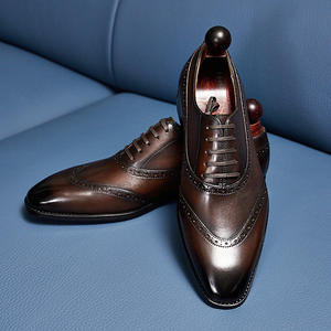 Chaussures habillées confortables pour hommes en cuir de vachette, à lacets, antidérapantes, à bout pointu, pour affaires et occasions formelles – Collection Automne - Product Image 1