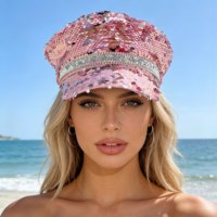 Chapeaux de Capitaine Rose à Paillettes et Strass pour Festival Burning Man, Vente en Gros, MOQ 3