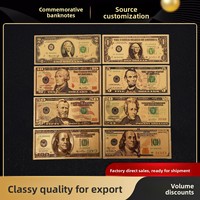 Billet de banque commémoratif en or, dollar et euro, motif de collection personnalisé, impression gravée en feuille d'or, cadeau FB03