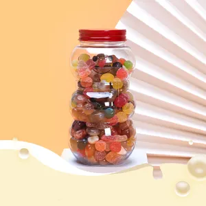 500ml boneco de neve forma PET plástico alimentos armazenamento claro cookie Jar com tampa cosméticos creme doces embalagem recipiente