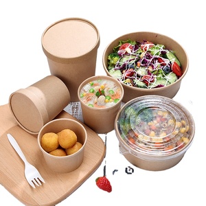 Conteneur alimentaire à emporter personnalisé, gobelet à soupe jetable, bol en papier kraft avec couvercle pour boissons chaudes, crème glacée - Product Image 1