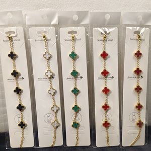 <span class=keywords><strong>Bracelet</strong></span> en acier inoxydable plaqué <span class=keywords><strong>or</strong></span> 18 carats imperméable, motif trèfle à quatre feuilles, non ternissant, <span class=keywords><strong>pour</strong></span> femmes, vente en gros - Product Image 1
