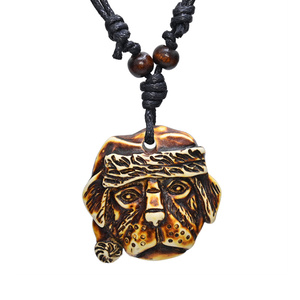 Collar con Colgante de Cabeza de Perro, Estilo Tribal Retro, Amuleto Indio <span class=keywords><strong>Maya</strong></span>, para Hombre, Regalo Étnico de Aniversario, FX028 - Product Image 5