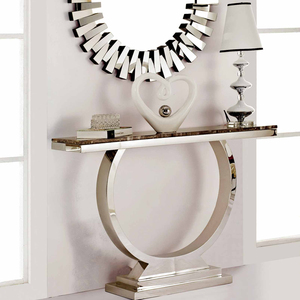 <span class=keywords><strong>Console</strong></span> <span class=keywords><strong>d</strong></span>'<span class=keywords><strong>entrée</strong></span> en marbre doré de luxe avec miroir, laser, objets métalliques en soie blanche et élégants, nouveau design - Product Image 3