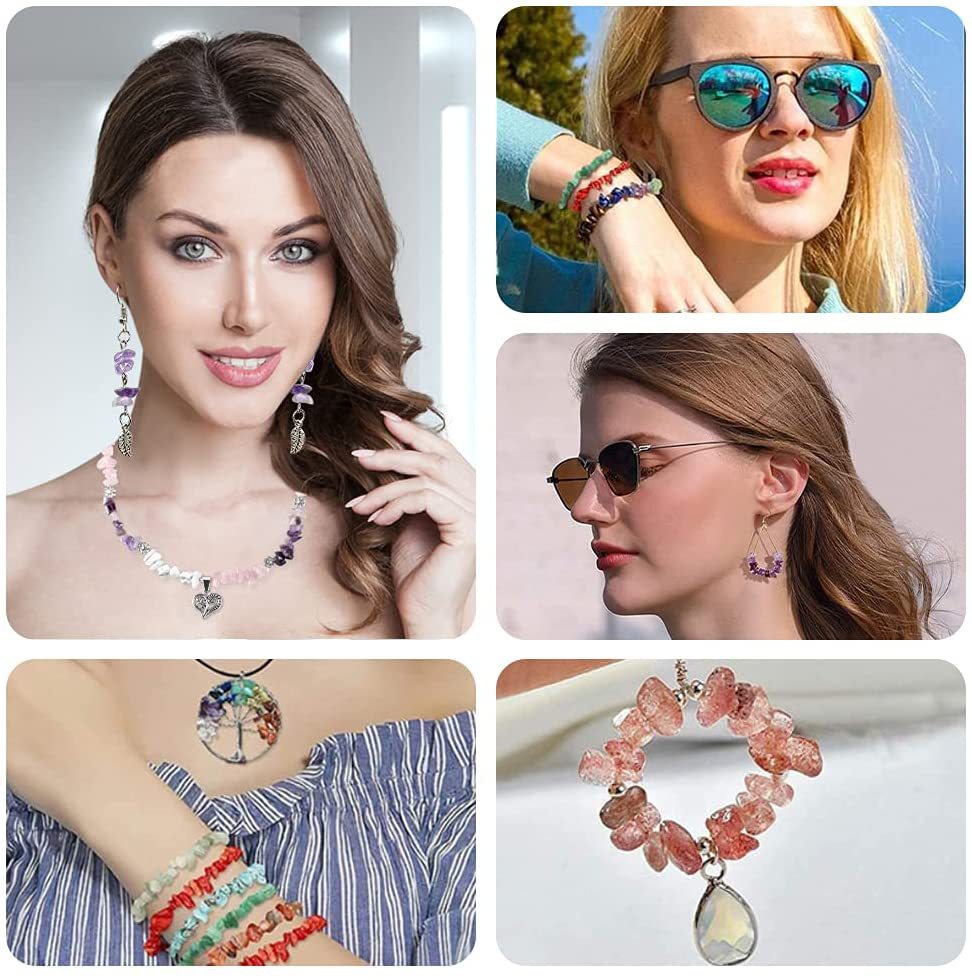 DIY Jewelry Making Tools Kit Colorful Natural Stone Crystal Beads Set for Bracelets/Earrings