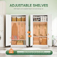 Armoire en acier ventilée, penderie métallique avec étagères personnalisables, meuble de rangement autoportant pour chambre à coucher
