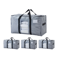 Sac de déménagement en PE tissé extra large, imperméable, avec fenêtre transparente et poignées renforcées, sac de rangement pour étudiants