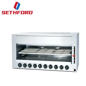 Equipamentos de cozinha comercial 8/10 cabeças Gás Infrared Smokeless Steak Churrasco Grill Gás Lift-up Salamander griller