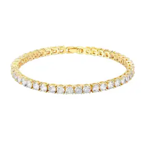 Gold Bracelets for Women Gold Plated 3mm Cubic Zirconia Classic Tennis Bracelet 3mm