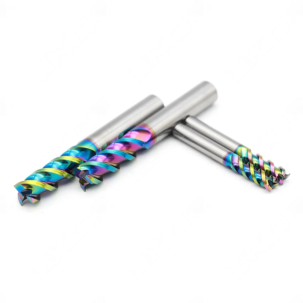 High performance DLC color coating carbide end mill suitable for dry cutting and wet cut