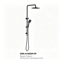 Ensemble de colonne de douche en or rose brossé PVD anti-traces de doigts, avec douchette à pluie ronde à bras courbé et douchette multifonction