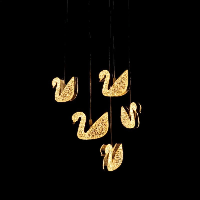 Lustre cygne à 10 têtes, à arc doux.